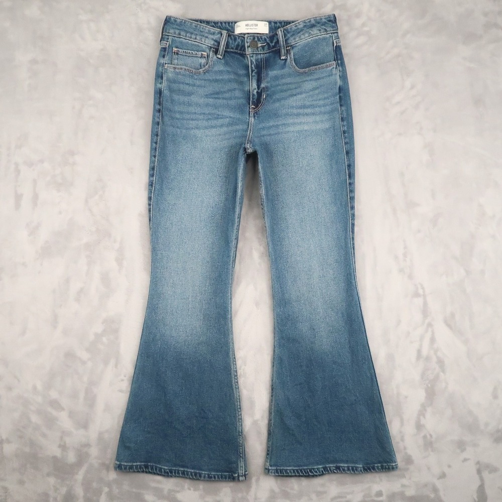 Hollister Jeans Womens 8S Fit 29x29 Blue High-Rise Flare Boho 70s Style Retro